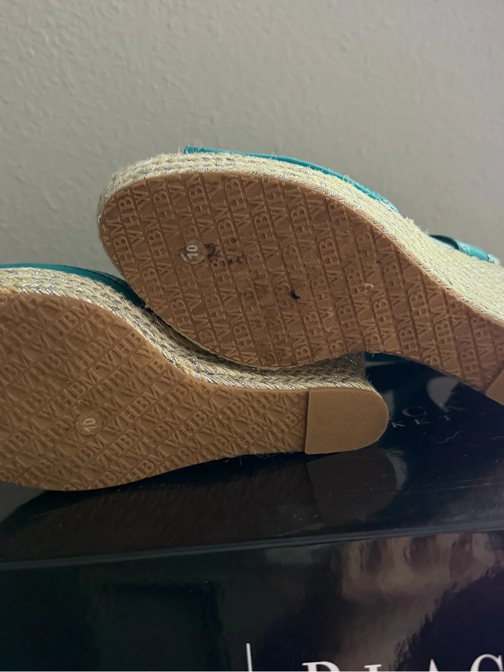 White House Black Market Teal Espadrille Wedge Sandals